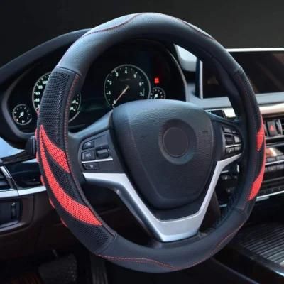 Microfiber Leather Steering Wheel Cover Breathable Car Steering Wheel Cover Male Model 15 &quot;, Red