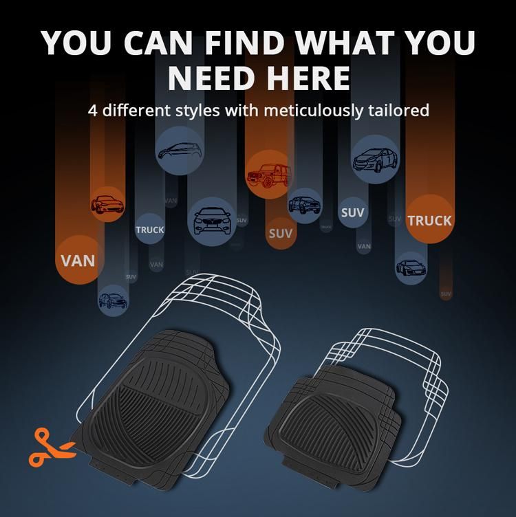 All Weather Full Set Rubber Car Floor Mats