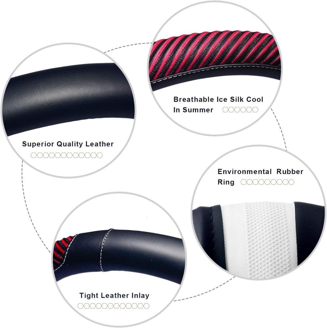 The Steering Wheel Cover Is Made of Super-Fine Fiber Leather Viscidity, Breathable, Non-Slip, No Peculiar Smell, Warm in Winter and Cool in Summer, New Red