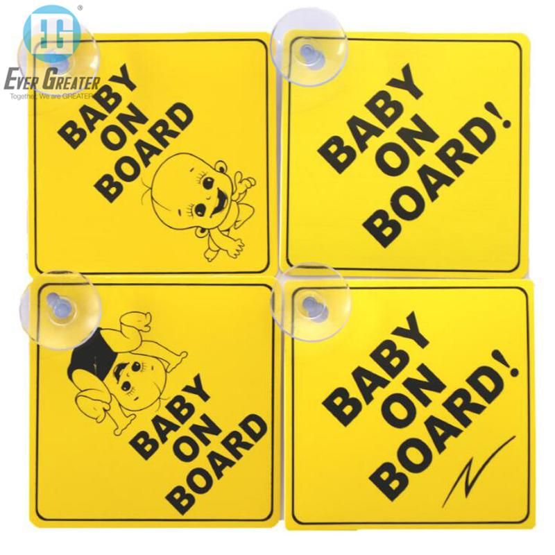 Printing Custom Self Adhesive Reflective Car Warning Sticker Baby on Board Car Sign