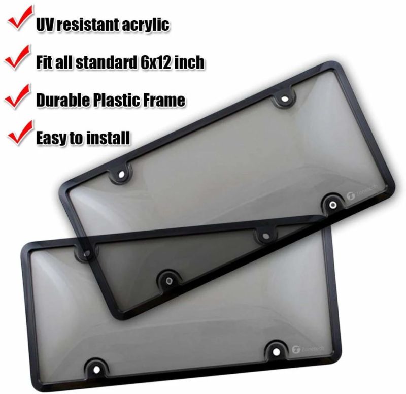 Car Accessories Smoked License Plate Frame Covers Shield