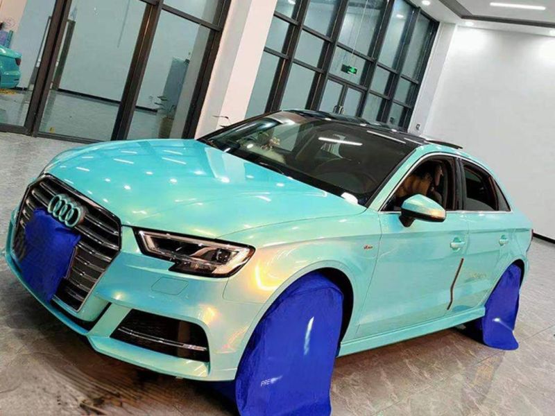 Magic Glod Blue Chameleon Vinyl Car Wrap Film Air Bubble Free