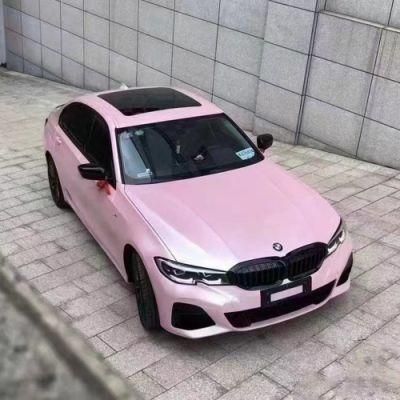 Tsautop 1.52*18m Cherry Pink Satin Metallic Wrapping Film Car Wrap Vinyl