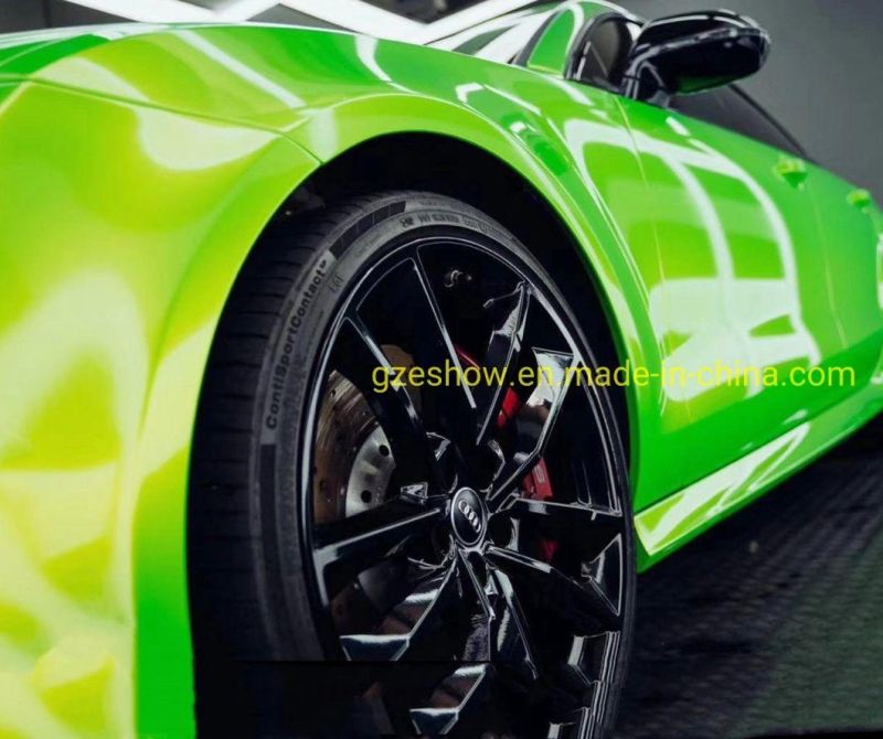 Glossy Neon Green to Gold Car Film