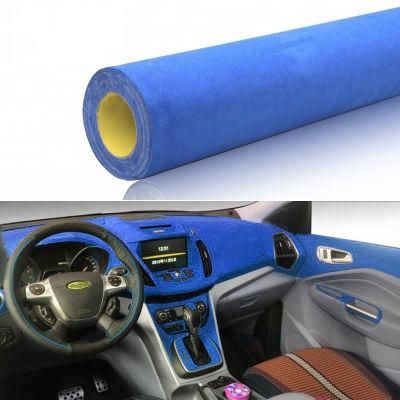 Blue Suede Fabric Car Wrapping Sticker Car Interior Wrap Vinyl Decoration Film