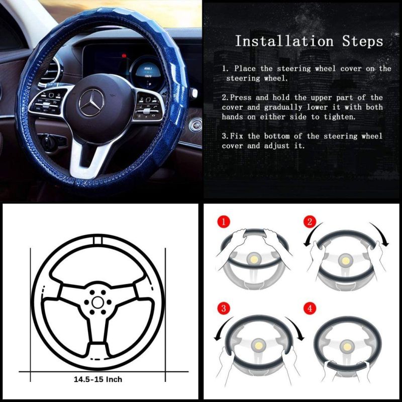 Car Shiny Steering Wheel Cover Car Men′s and Women′s Sky Cute General Motors 14.5 15-Inch Anti-Skid Wave Wheel Cover, Blue