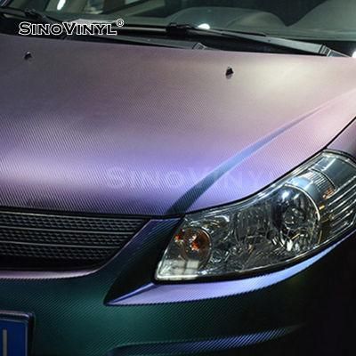 SINOVINYL Chameleon Car Wrap Vinyl Film 3D Carbon Fiber Decals Auto Cover Wrapping Film