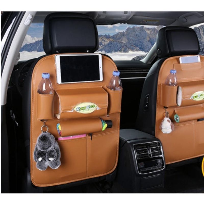 Storage Bag Organizer Foldable Table Tray Luxury Leather Car Seat Back Wyz19558