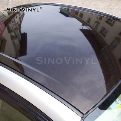 SINOVINYL 150 Microns Stretchable High Glossy Black Removable Car Foil Stickers Sunroof Vinyl Film