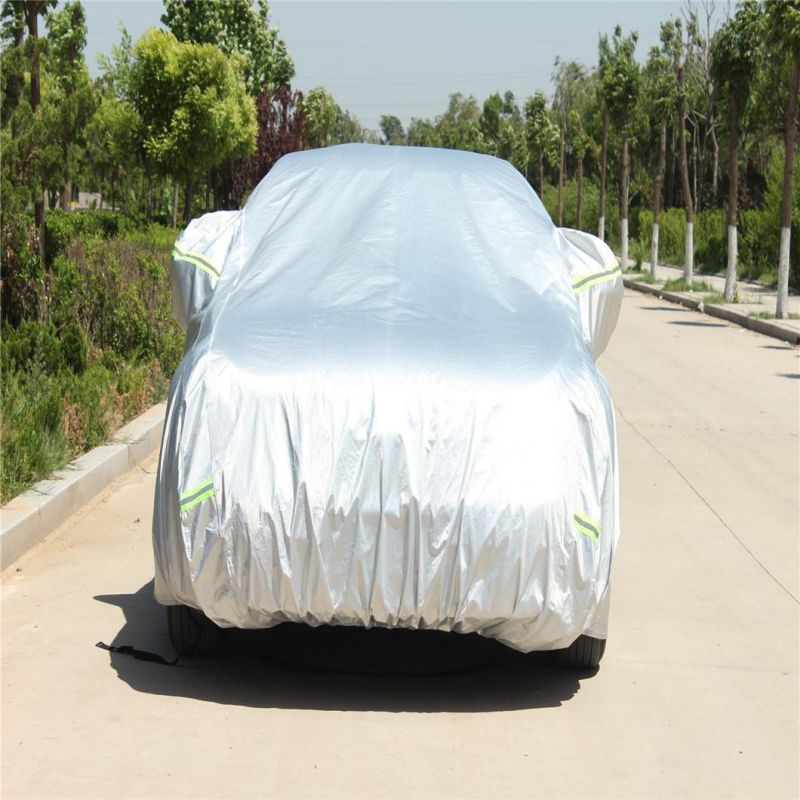 Mirror Pockets with 6 Reflectors Zipper Door Waterproof UV Protection PEVA&PP Cotton Material Sedan Car Cover