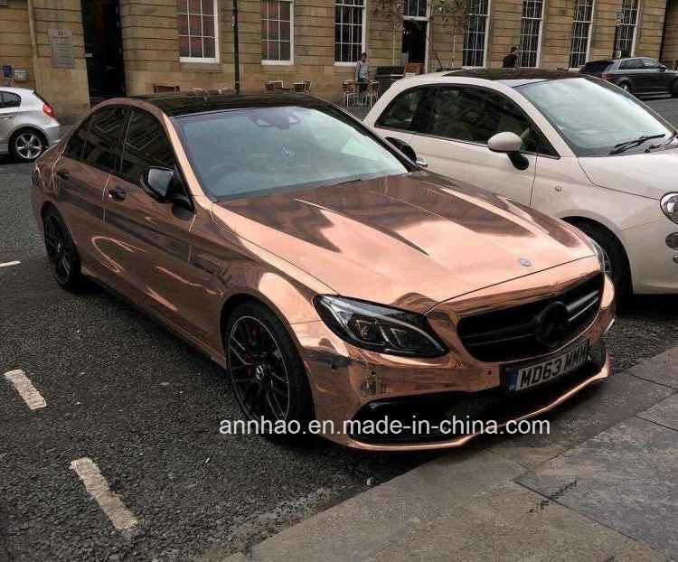 Factory Wholesale 3 Layers 1.52 X 28m Rose Gold Mirror Chrome Vinyl Wrap for Sale