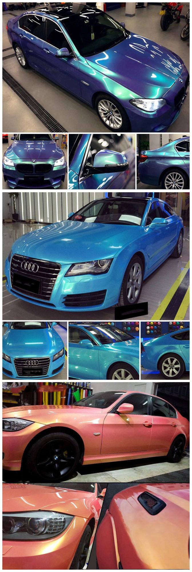 Magic Gold Blue Car Color Change Chameleon Wrap Vinyl