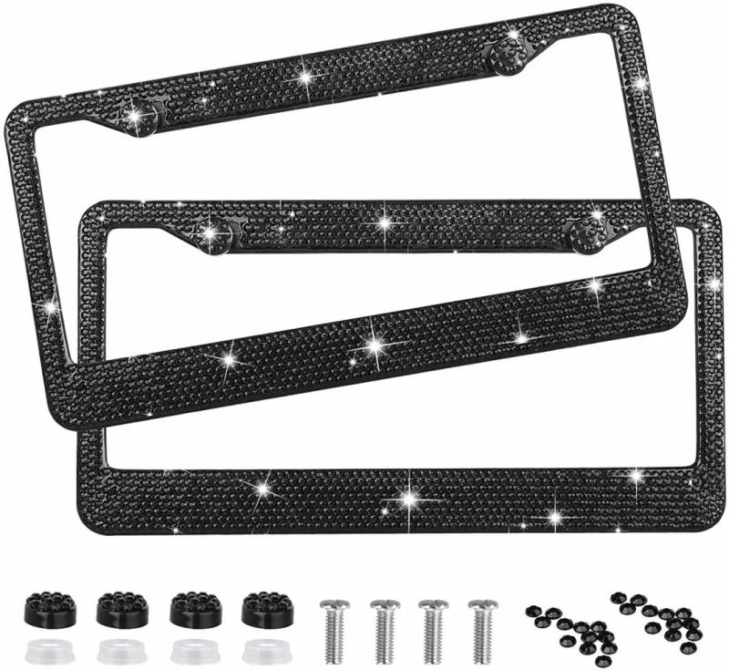 Car Accessory Bling Black License Plate Frame