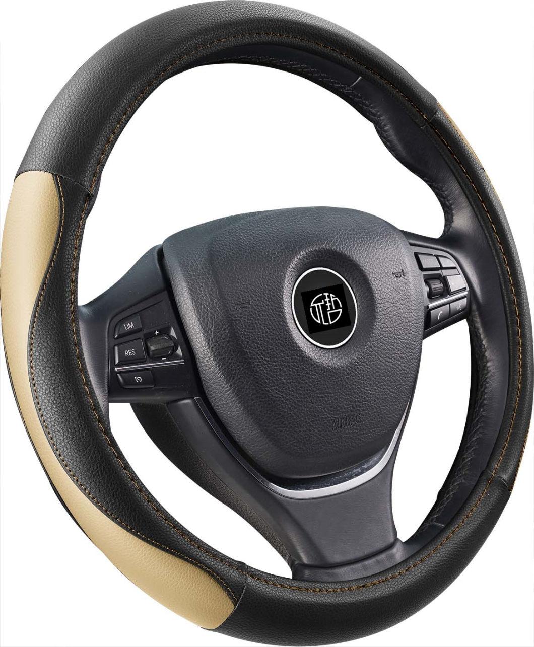 OEM Antiskid Washable Black and Beige PU/PVC Car Steering Wheel Set