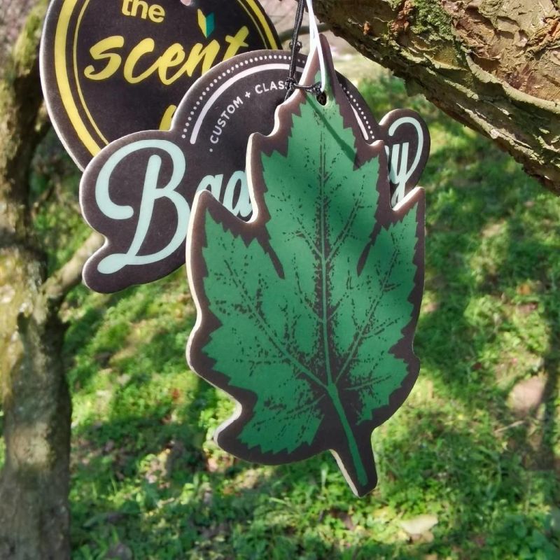 Paper Hanging Car Air Freshener Custom Perfumed Fragrance Leaf Shape Promotional Gifts Long Lasting