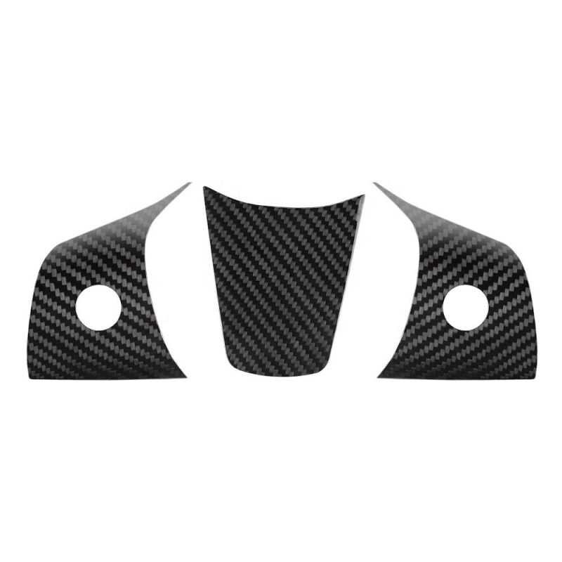 3PCS Stick for Tesla Model 3 Real Carbon Car Inner Accessories Steering Wheel Button Carbon Fiber Cover Trim