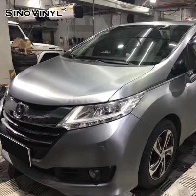 SINOVINYL Hot Selling Air Bubble Free Electro Metallic Brushed Black Wrapping Film Vinyl For Car