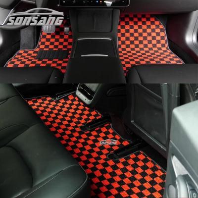 Sonsang Hot Sale Checker Car Mat Carpet for Audi Mercedes BMW