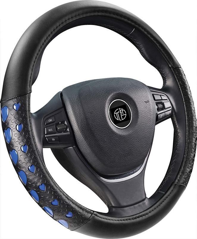 European Rubber Love Shape PU Leather Universal Car Steering Wheel Wrap