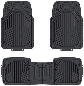 3-Piece All-Season Odorless Heavy Duty Rubber Floor Mat for Cars, Suvs and Trucks, Black