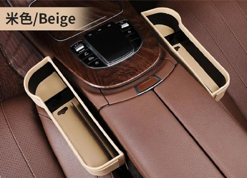 Multifunctional with Small Cup Holder Car Storage Box, Car Seat Gap Organizer, Premium PU Leather Car Console Side Pockets Wbb14497