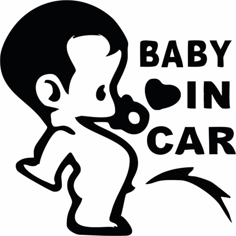 Custom Baby Rider on Board White Mini Car Sticker