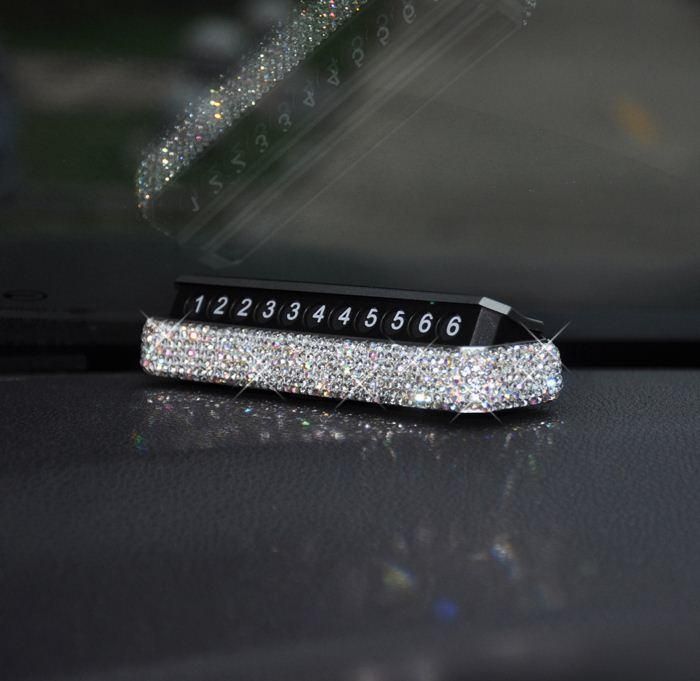 Temporary Parking Phone Number Sign Car Moving Number Card Diamond Rhinestone Phone Number Plate for Vehicle