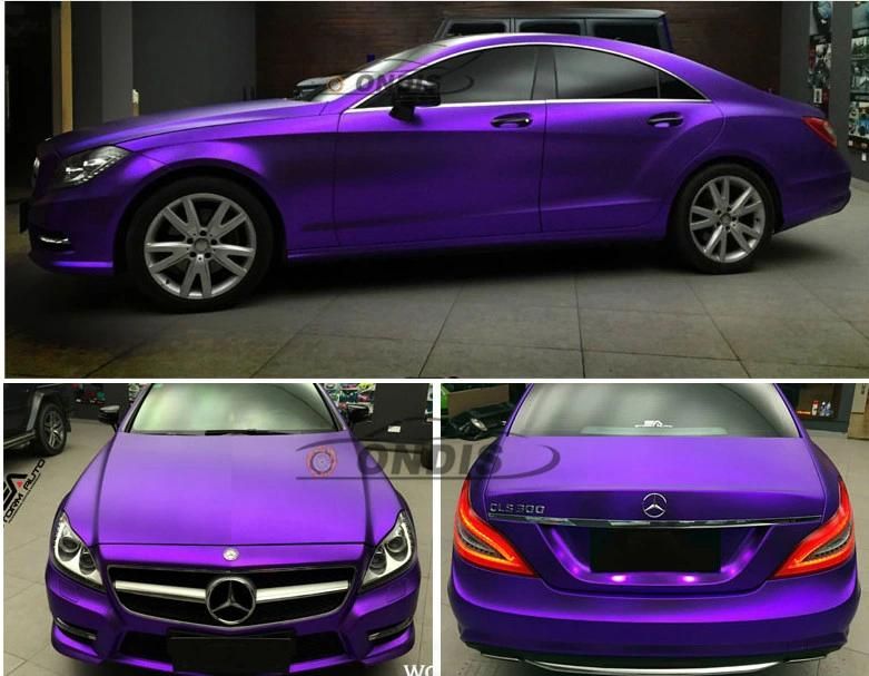 Annhao Hot Selling 1.52*18m Air Release Purple Matte Chrome Metallic Car Vinyl Vehicle Wrap