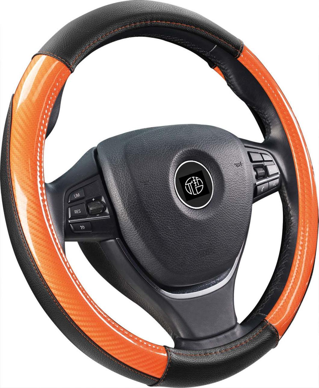 USA Popular Bright Carbon Color PU Steering Wheel Cover