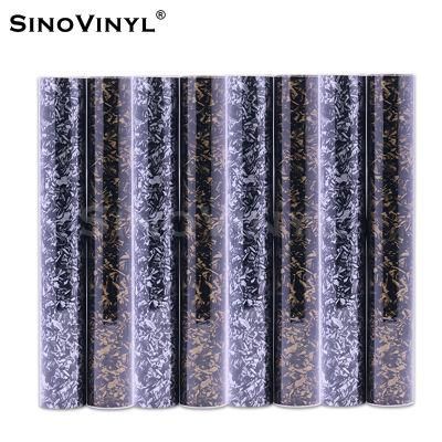 SINOVINYL Forging Pattern High Glossy Surface Gold Black Motorcycle Stickers Car Wrap Foil