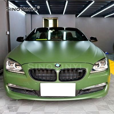 SINOVINYL 1.52x18M PVC Car Decoration Stickers Custom Wrap Vinyl Self Adhesive Super Matte Satin Red Film Car Skin Wrap Sticker