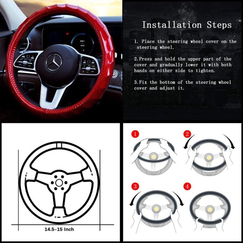 Car Shiny Steering Wheel Cover Car Men′s and Women′s Sky Cute General Motors 14.5 15-Inch Anti-Skid Wave Wheel Cover, Red