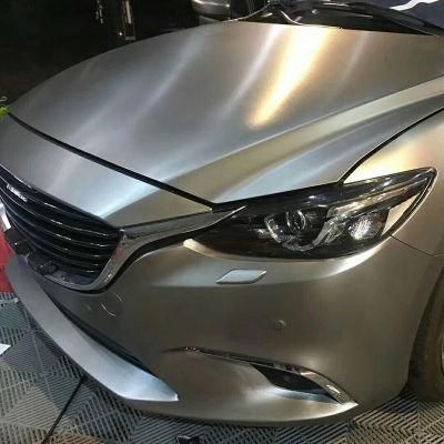 Tsautop 1.52*18meter Brown Grey Satin Brushed Vinyl Car Wrap