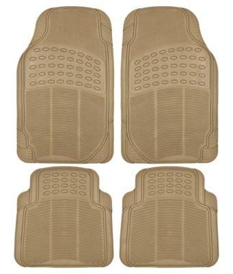 Beige Universal Rubber Car Floor Mats All Weather Protection