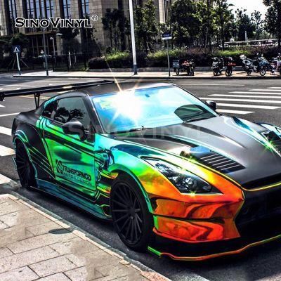 SINOVINYL Chrome Rainbow Ammolite Green Holographic Car Wrapping Vinyl Film