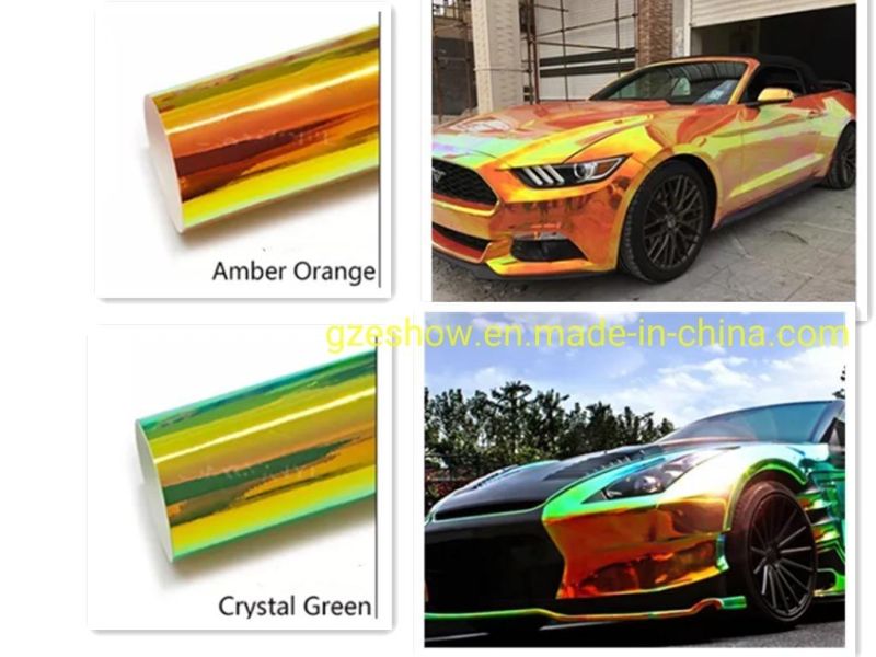 Chrome Mirror Rainbow Holographic Amber Auto Wrapping Film