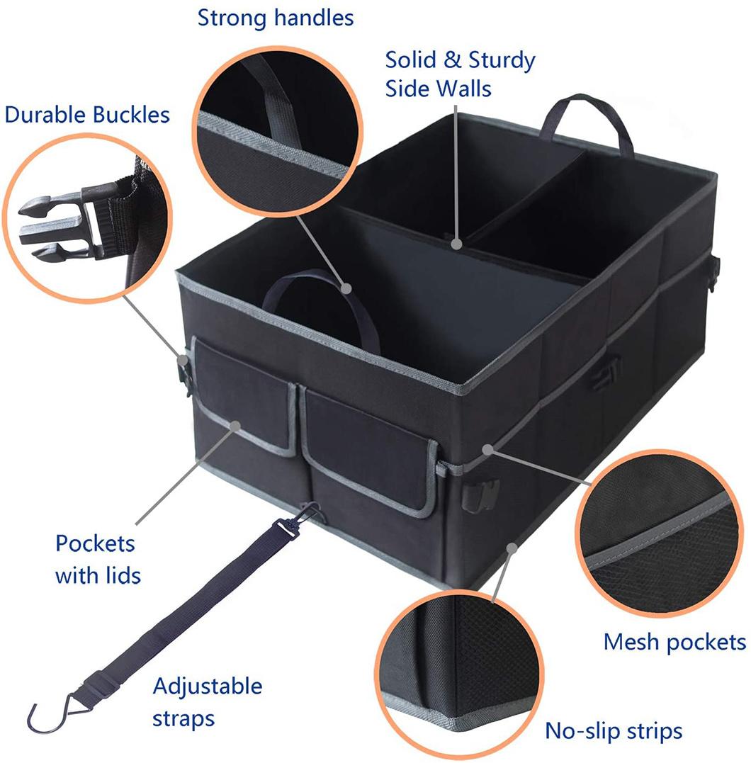 Trunk Storage Waterproof Collapsible Durable Multi Compartments, Car Trunk Organizer, Collapsible Storage