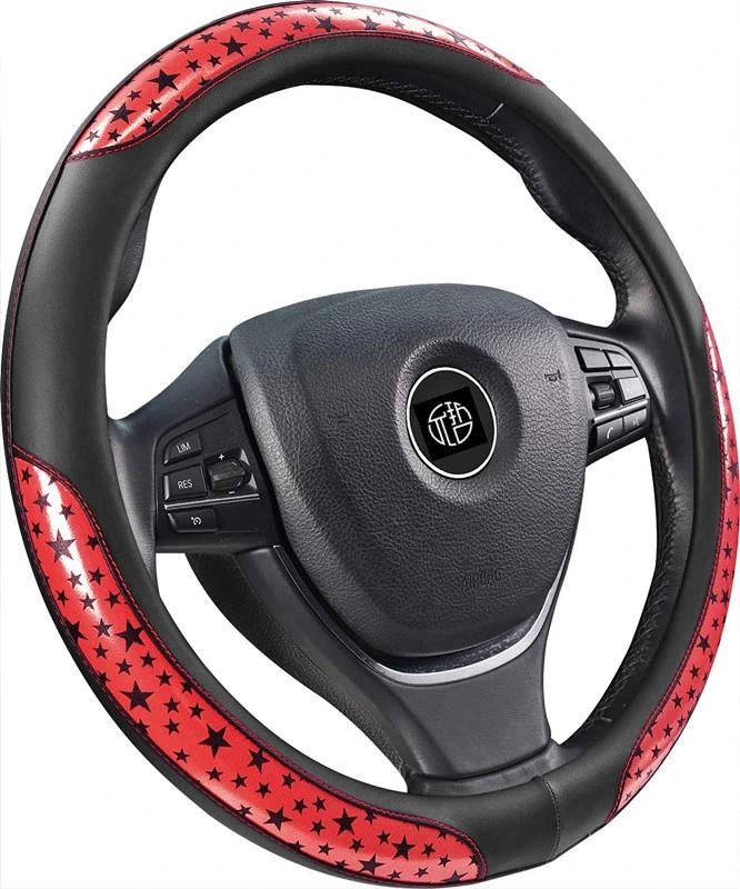 Universal Women Colorful Style PU PVC Leather Steering Wheel Cover for Cars