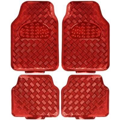 4 Piece Red Color Aluminium Car Mat