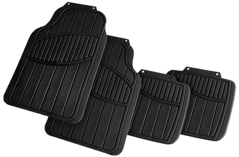 Left Right Driver Waterproof Car Mats 4 Piece All Weather Black Color Vehicle Universal PVC Rubber Car Floor Mat