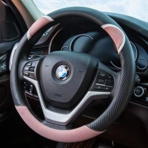 China Factory Supply Pink PU Leather Steering Wheel Cover