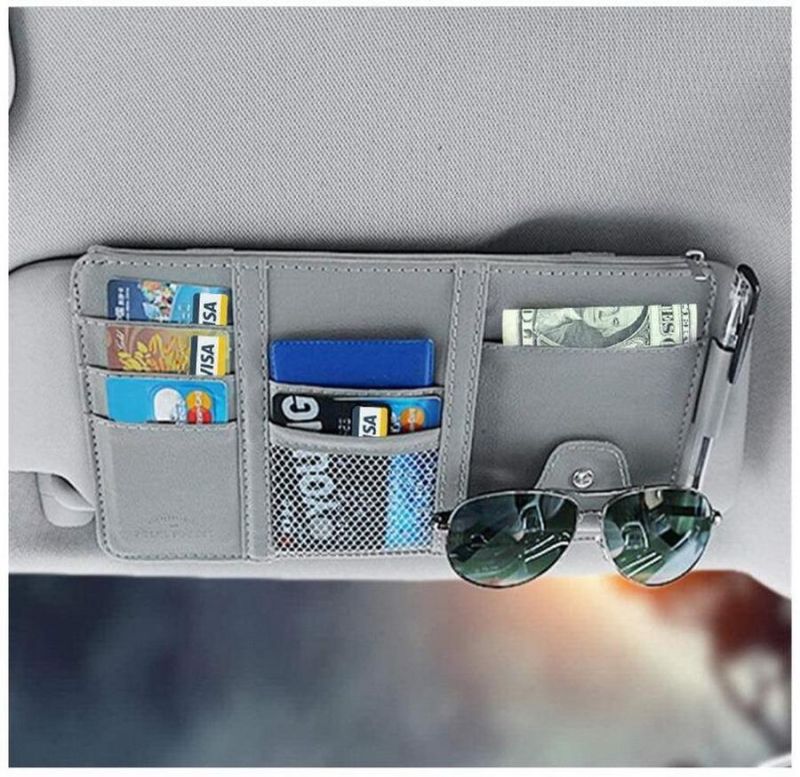 Leather SUV Storage Pouch Holder Auto Interior Accessories Pocket Organiser Trunk Car Sun Visor Organizer