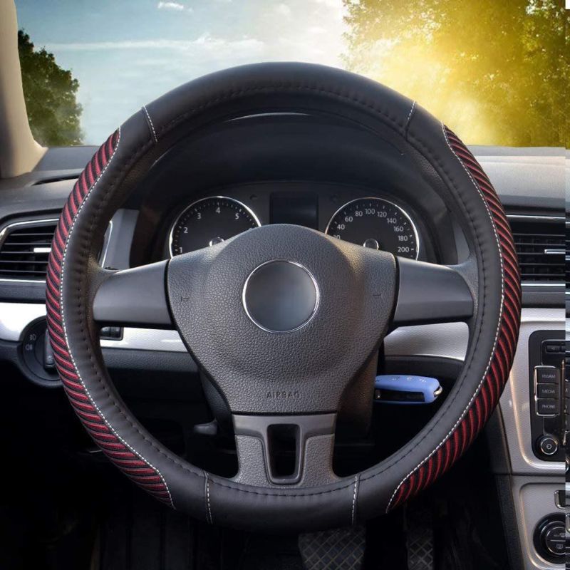 The Steering Wheel Cover Is Made of Super-Fine Fiber Leather Viscidity, Breathable, Non-Slip, No Peculiar Smell, Warm in Winter and Cool in Summer, New Red