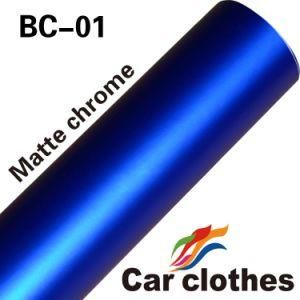 Air Free Bubbles Satin Chrome Blue Wrap Vinyl