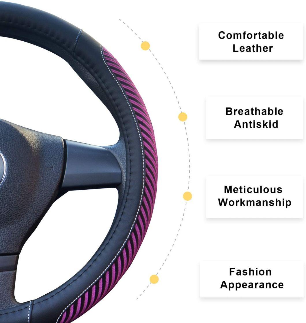 The Steering Wheel Cover Is Made of Super-Fine Fiber Leather Viscidity, Breathable, Non-Slip, No Peculiar Smell, Warm in Winter and Cool in Summer, New Purple