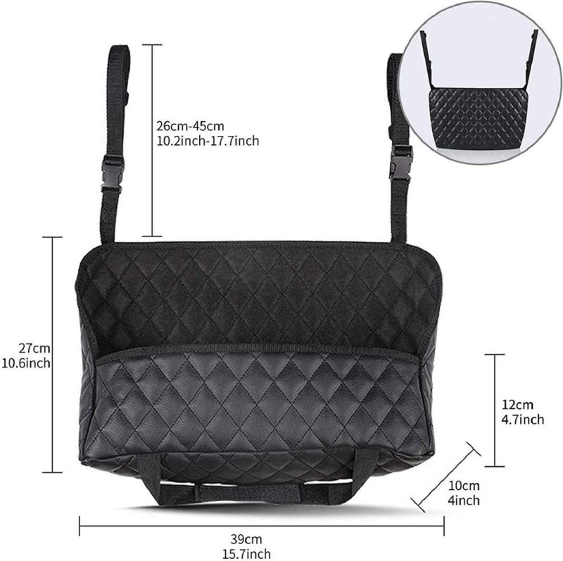 Leather Car Handbag Holder, Car Mesh Organizer Car Purse Storage Car Seat Storage and Handbag Holding Net for Purse Bag