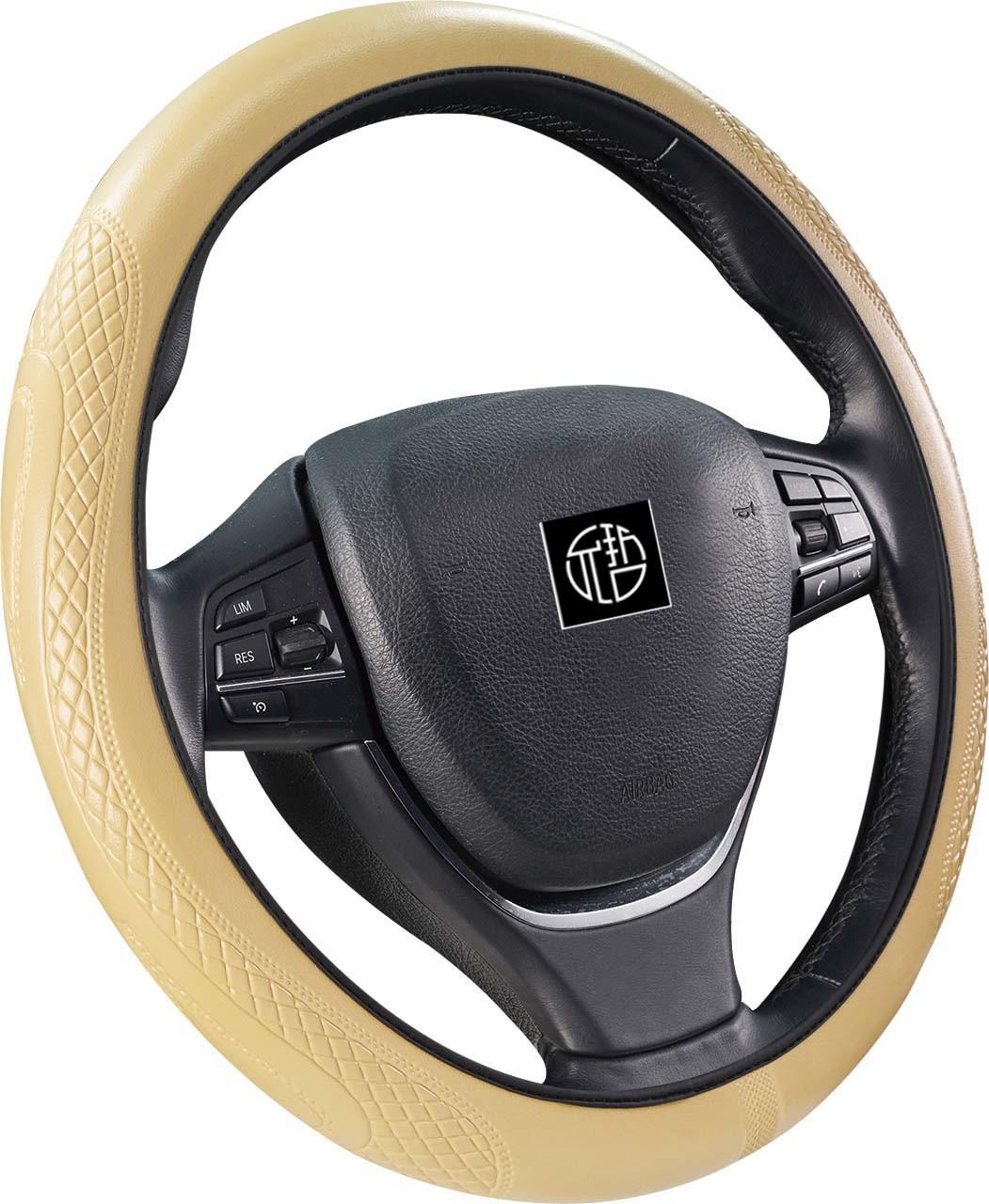 Universal 15 Inch Steering Wheel Cover with Grip Contours, Non-Slip