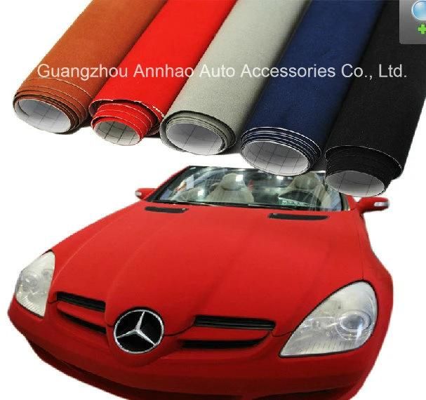 Car Interior Stretch Decal Red Color Self Adhesive Velvet Wrap Rolls