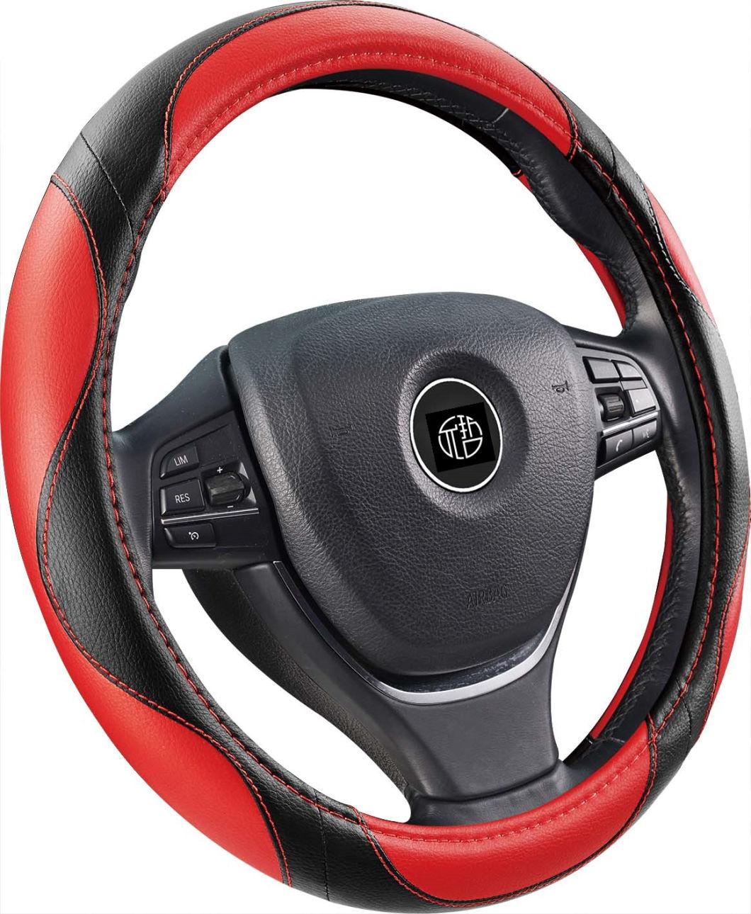 Universal Ultra-Soft Touch PVC/PU Leather Steering Wheel Cover White Inner Rings