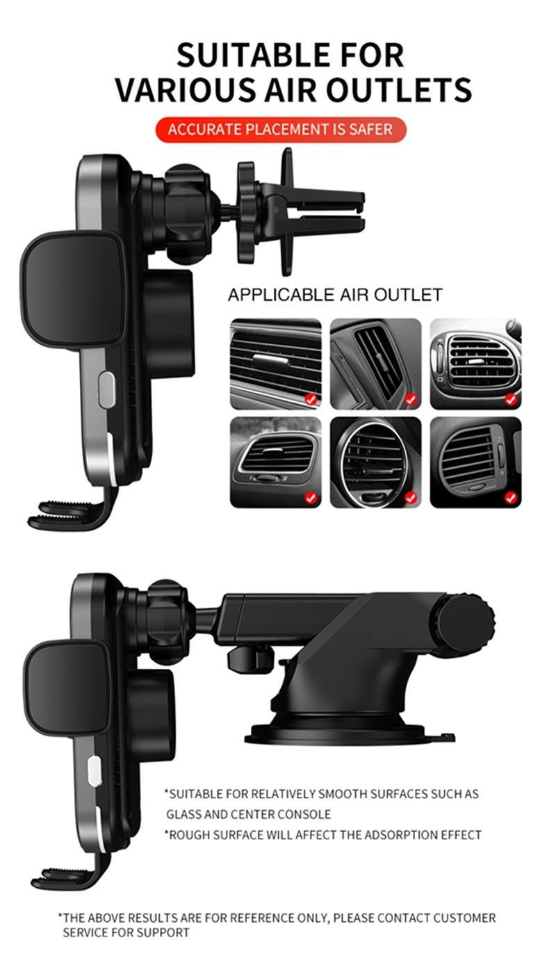 OEM Style 360degree Roated Ond Hand Operate Mobile 15W Power Automatic Wireless Fast Charging Magnetic Phone Car Holder with Vent Clip / Sucker Shape